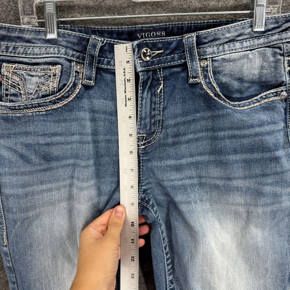 Vigoss Cropped Jeans Women S Small Blue Denim Light Wash Mid Rise Heritage Fit - Picture 4 of 9